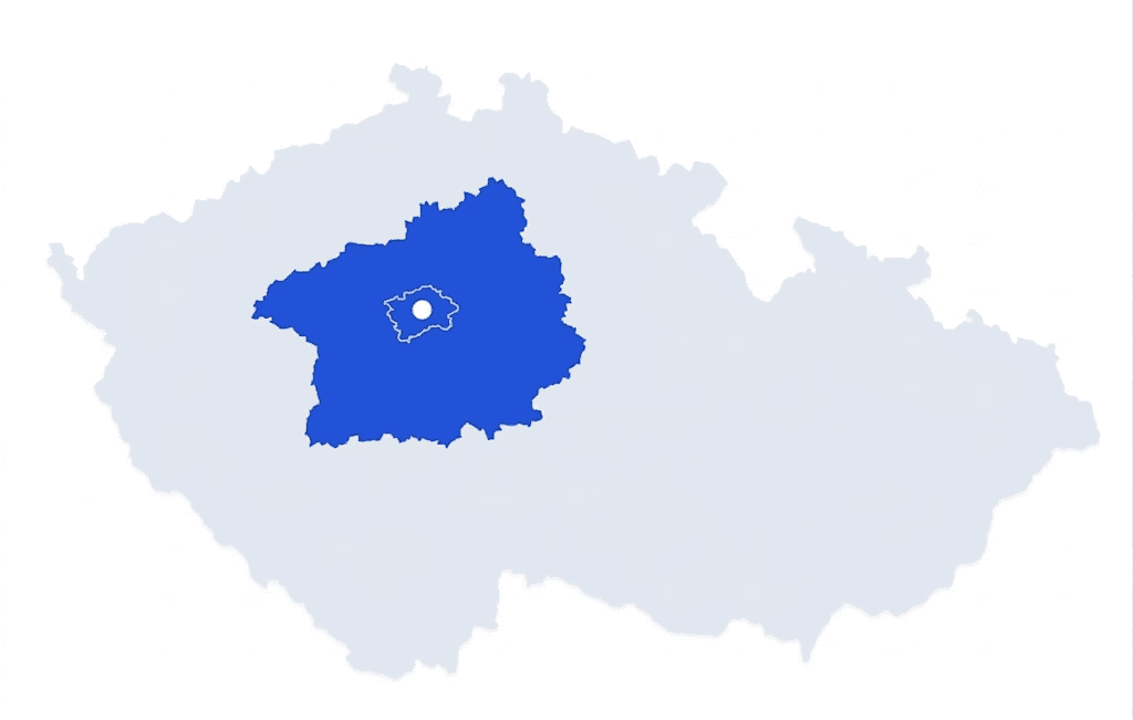 Mapa oblasti působnosti Praha